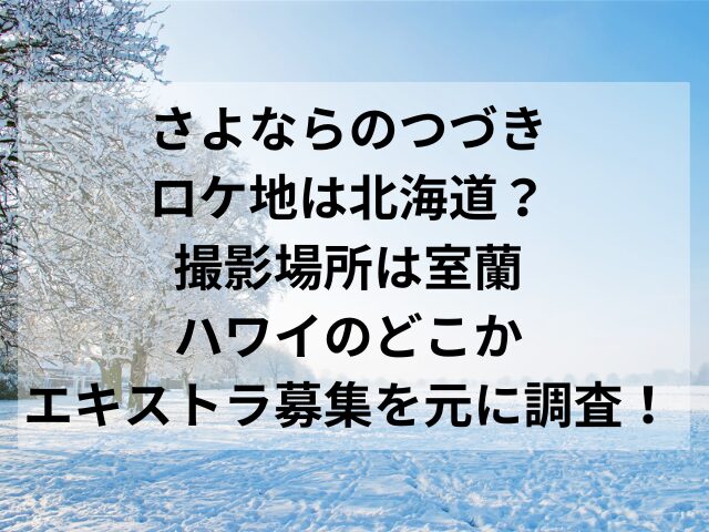 さよならのつづきロケ地は北海道？撮影場所は室蘭・ハワイのどこかエキストラ募集を元に調査！