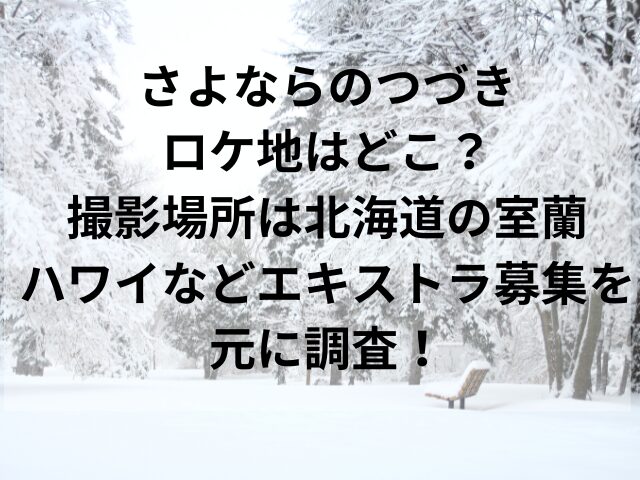 さよならのつづきロケ地はどこ？撮影場所は北海道の室蘭・ハワイなどエキストラ募集を元に調査！