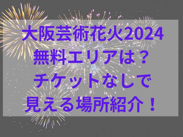 大阪芸術花火2024無料エリアは？チケットなしで見える場所紹介！